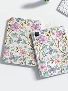 This Exquisite And Cute Cartoon Crystal Flower And Butterfly Double-Sided Painted Acrylic Transparent Crystal Back Cover Is Shockproof And Durable, Suitable For IPad 7th, 8th (10.2 Inch) And 10th Generation. It Features A Built-In Pen Slot, Supports Sleep/Wake Function And Multiple Folding Stand Modes, Making It A Perfect Holiday Gift. - Multicolor - View 2