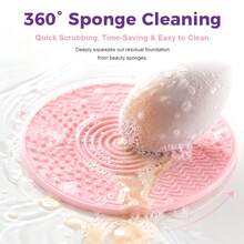 Portable Silicone Makeup Brush Cleaning Pad Suitable For Plastic Brush Heads, Compact Round Brush Travel And Use, Gentle Hygienic Cleaning Mascara, Eyebrow, Lipstick Brush Care - Palm-sized Makeup Dry Cleaning - View 5