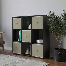 9 Cube Storage Unit With Fabric Drawers, Wooden Shelf For Home Organisation - 黑隊 - 查看 1