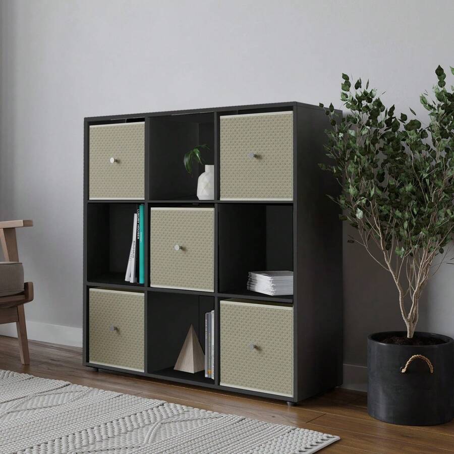 9 Cube Storage Unit With Fabric Drawers, Wooden Shelf For Home Organisation - 黑隊 - 查看 1