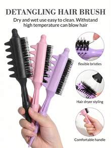 1 Pc Pin Tail Teasing Comb With Nylon Bristles, Anti-Slip & Anti-Static. Creates Fluffy Roots, Unisex Hair Styling Tool For Curls & Updos. - Multicolor - View 2