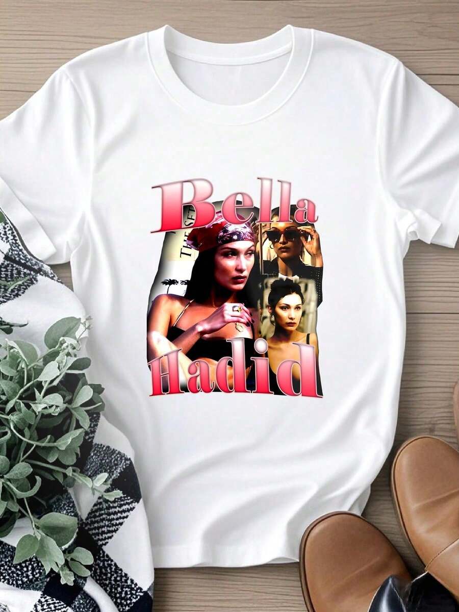 Camiseta de Mujer con Estampado de Bella Hadid, Estilo Vintage de los 90, Camiseta Unisex, Todas las Tallas - estilo1 - Ver 1