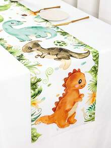 1件裝卡通恐龍桌旗 180x35cm 叢林恐龍聚酯纖維桌布 男孩1歲生日派對桌飾 嬰兒洗禮派對用品 - 彩色 - 查看 4