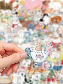 50 Stück süße Aquarell-Katzen-Aufkleber, PET-Material, geeignet für Scrapbooks, Laptops, Koffer, Gitarren, Wasserflaschen, Handyhüllen, DIY-Aufkleber, auch für Schulbedarf und die Schulanfang-Saison - 50 Stück - Übersicht 6