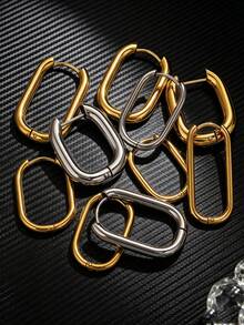 2pcs Stainless Steel Rectangular Geometric Earrings Fashion Simple DIY Earrings Jewelry Accessories - U-shaped Earrings - View 9