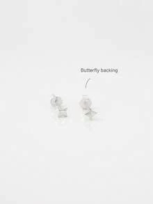 1Pc 925 Sterling Silver Shining Four-Pointed Star Flat Back Labret Stud Earrings | 925 Sterling Silver Jewelry | Sold As 1 Piece (Not 1 Pair) - Four-pointed Star - View 8
