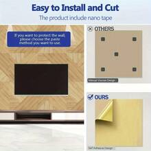 1/3 piezas Paneles acústicos de fibra de poliéster con grano de madera 3D, paneles absorbentes de sonido autoadhesivos, pegatinas decorativas de rejilla para pared, paneles de fácil instalación, adecuados para estudio de grabación/oficina en casa y sala de estar - A - Ver 6