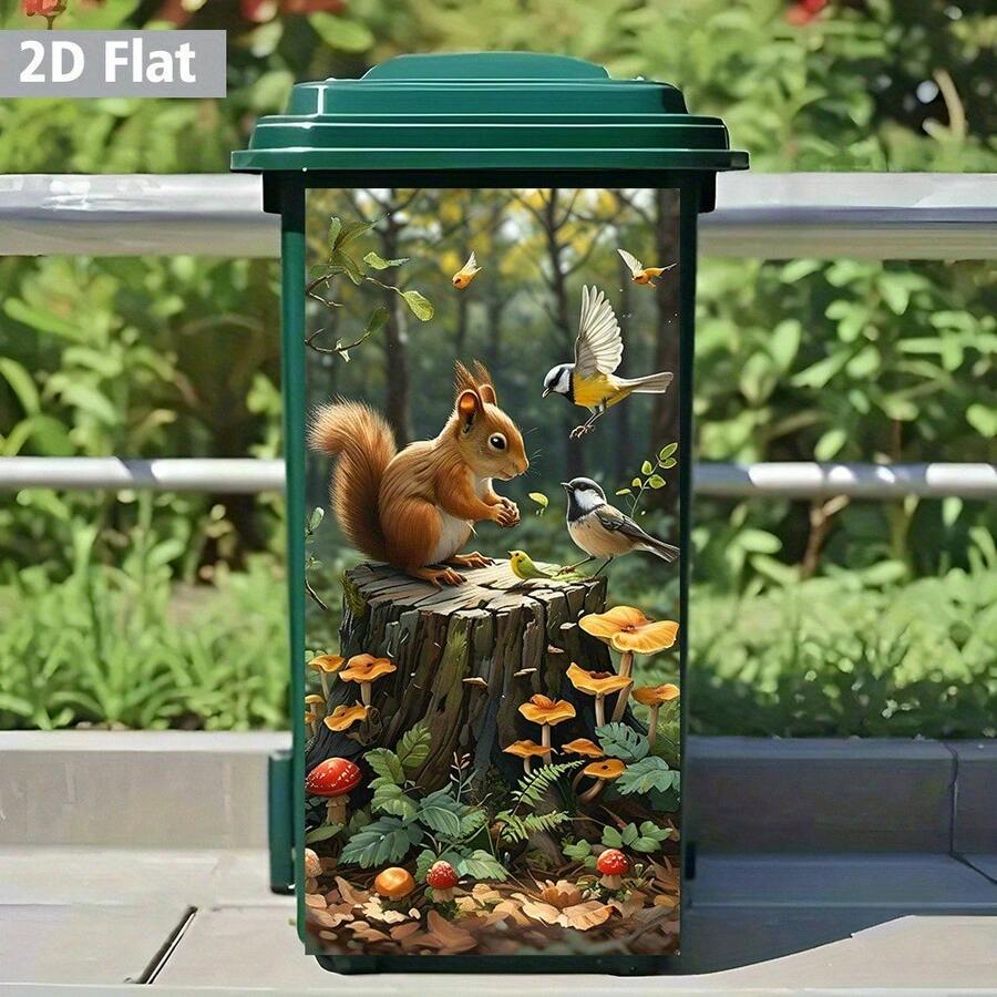 1 pieza Pegatina para Cubo de Basura, Calcomanía Decorativa de Pared Maravilla Floral, Adecuada para Cubo de Basura Creativo al Aire Libre, 2D Plana - A - Ver 1