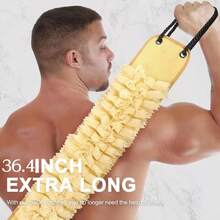 1pc 2-In-1 Bath Sponge & Scrubbing Towel, Long Back Scrubber For Men And Women, Home Bathing Tool, Sun-Resistant, Mold-Resistant, Multiple Colors Available - Multicolor - View 2