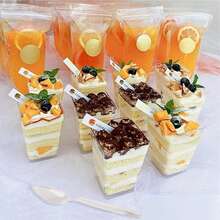 Vasos para postres de 10/20/30/50 oz con tapas y sin tapas - Vasos transparentes multiusos para pudín de plátano, yogur, mousse, pastel y helado - Duraderos y apilables, adecuados para cumpleaños, bodas, suministros para fiestas, vajilla de boda - Recipientes para preparación de alimentos festivos, diseño apilable, material ligero, organizador de eventos - transparente - Ver 7