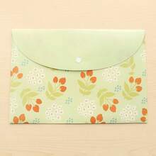 3PCS Floral A4 Document Bags - Random Style - Transparent PVC Snap Button Folders, Creative Storage For Students And Office, Pastel Floral Pattern - A - View 4