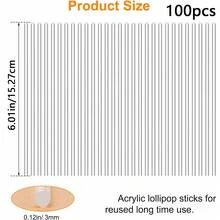 50/100pcs Acrylic Lollipop Sticks, Multi-Functional For Cake Baking, Candy & Dessert, Garden Plant Potting Support, Suitable For Wedding, Halloween, Christmas, Birthday Party - Transparent - View 12