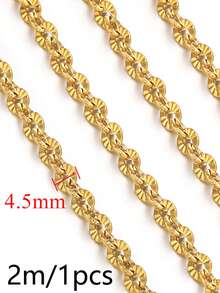 Catena piatta in acciaio inossidabile 304 placcata oro 18K lunghezza 2m con dischi rotondi vintage a raggiera di varie dimensioni, accessori per catena di gioielli fai-da-te fatti a mano - Catena (1345) - Visualizzare 11