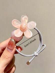 Cute & Stylish Minimalist Acrylic Flower Hair Tie, High Elasticity Thick Hair Band For Women, INS Style Jelly Color Floral Hair Scrunchie, Versatile Ponytail Hair Accessory For Girls - Multicolor - View 9