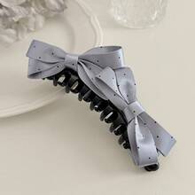 1pc Grey Polka Dot Double Bow Hair Claw Clip, All White & Summer Outfit Women Hair Accessory,Claw Clips - Multicolor - View 8
