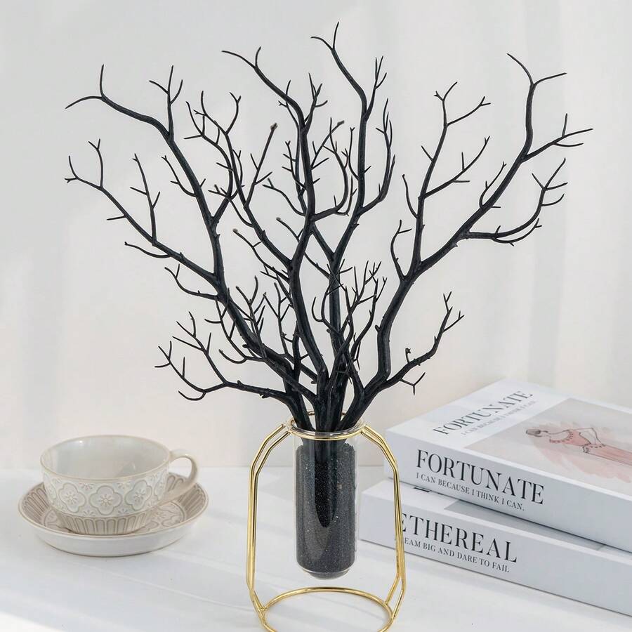 1/5/150pcs 15.74 Inch Elegant Artificial Manzanita Tree Centerpiece, Suitable For Home Decor, Wedding, Birthday And Holiday - Black - View 1