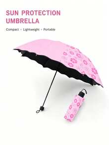 1 pieza Paraguas mágico que cambia de color, el patrón floral aparece cuando se moja, paraguas mini portátil plegable con protección UV contra el sol y la lluvia, adecuado para viajes, vacaciones y desplazamientos diarios - Multicolor - Ver 2