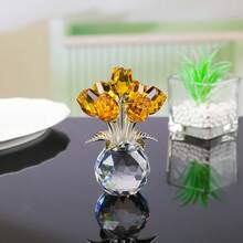 1 pièce Ornement de rose rouge en cristal fait main avec vase rond, cadeau de rose romantique, convient pour la Saint-Valentin, la Fête des Mères, les anniversaires et autres occasions, décoration de collection de roses pour la maison, les fêtes, les mariages - Multicolore - Voir 6