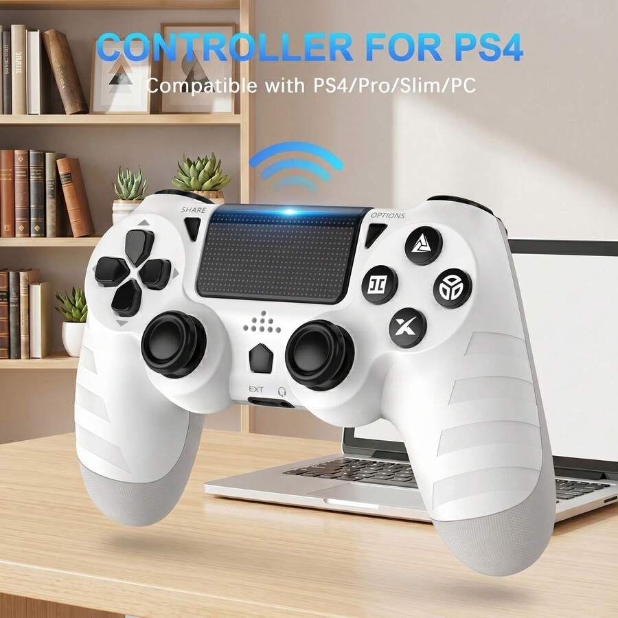 Controlador inalámbrico compatible con /Slim/Pro, con vibración dual mejorada/batería de 1000mAh/sensor de movimiento de 6 ejes/cable de carga Tipo C - Ver 1