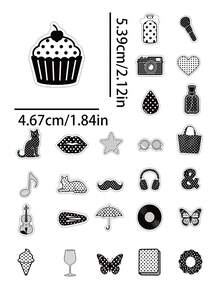 55pcs Black & White Polka Dot Stickers, Minimalist Aesthetic Vinyl Decals, Waterproof Stickers For Laptop, Water Bottle,Phone Case, Journal, Scrapbooking, Retro & Monochrome Lovers School Supplies - Black and White - View 7