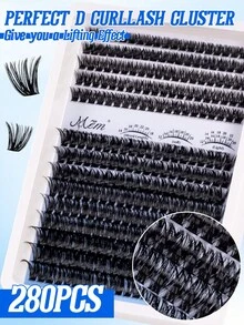 280Pcs D Curl Manga Lash Clusters Kit, Mixed 8-18mm Length, Thick Fluffy Natural Look, Reusable Easy DIY Daily Lashes, Beginner Friendly Complete Set With Lash Glue, Remover & Tweezers - Black - View 3