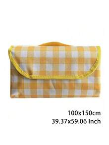 Tikar Piknik Anti Pasir - Motif Kotak-kotak Kuning & Putih dengan Pinggiran Oranye - Dapat Dilipat, Kain Non-Anyaman Tahan Lama, Cocok untuk Berkemah, Mendaki, Aktivitas Luar Ruangan - Cuci dengan Tangan, Perlengkapan Penting untuk Berkemah di Luar Ruangan | Motif Kotak-kotak | Kanvas Tahan Lama - MultiWarna - View 15