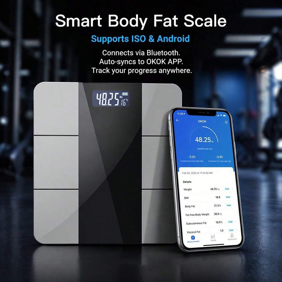 conridel 1pc App-Connected Digital Body Fat Scale, 18 Data Metrics, Digital Bathroom Scale, Weight Scale, Bedroom Home Use, Max 396 Lbs/180 Kg, Indoor Temperature Measurement - View 1