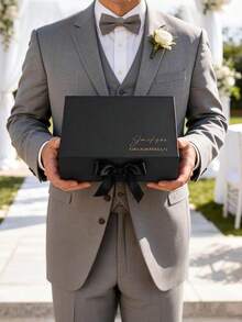 1 pieza - Caja de regalo con cinta personalizada con nombre, caja de regalo plegable, caja de regalo magnética, caja de regalo de boda, caja de regalo nupcial con nombre personalizado, tapa de caja de regalo personalizada y cinta de regalo, regalos de boda personalizados y regalos nupciales con diseño personalizado, diseña tu propio B - Multicolor - Ver 3