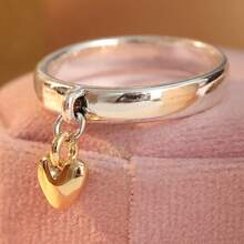 Women's Simple Two-Tone Love Pendant Ring, Suitable For Daily Commute, Workplace Dating, Gentle Atmosphere, Ring - Two-color - View 7