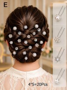 topshiny 20 pièces Pinces à cheveux de mariée avec strass scintillants, accessoires de chignon élégants en cristal, pinces de fixation pour chignon floral pour la coiffure de mariage et de bal de promo pour femmes - Transparent - Voir 10