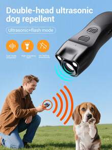 Repelente de Perros Ultrasónico Portátil con Luz LED Intermitente, Recargable, Entrenamiento y Disuasión de Perros Agresivos, Adecuado para Todas las Razas, Repelente de Perros Ultrasónico de Doble Cabezal con Modo Intermitente de Alta Frecuencia, Operación de Una Sola Tecla, Recargable por USB, Dispositivo Compacto de Control de Ladridos, Adecuado para al Aire Libre y Entrenamiento de Perros - Multicolor - Ver 1