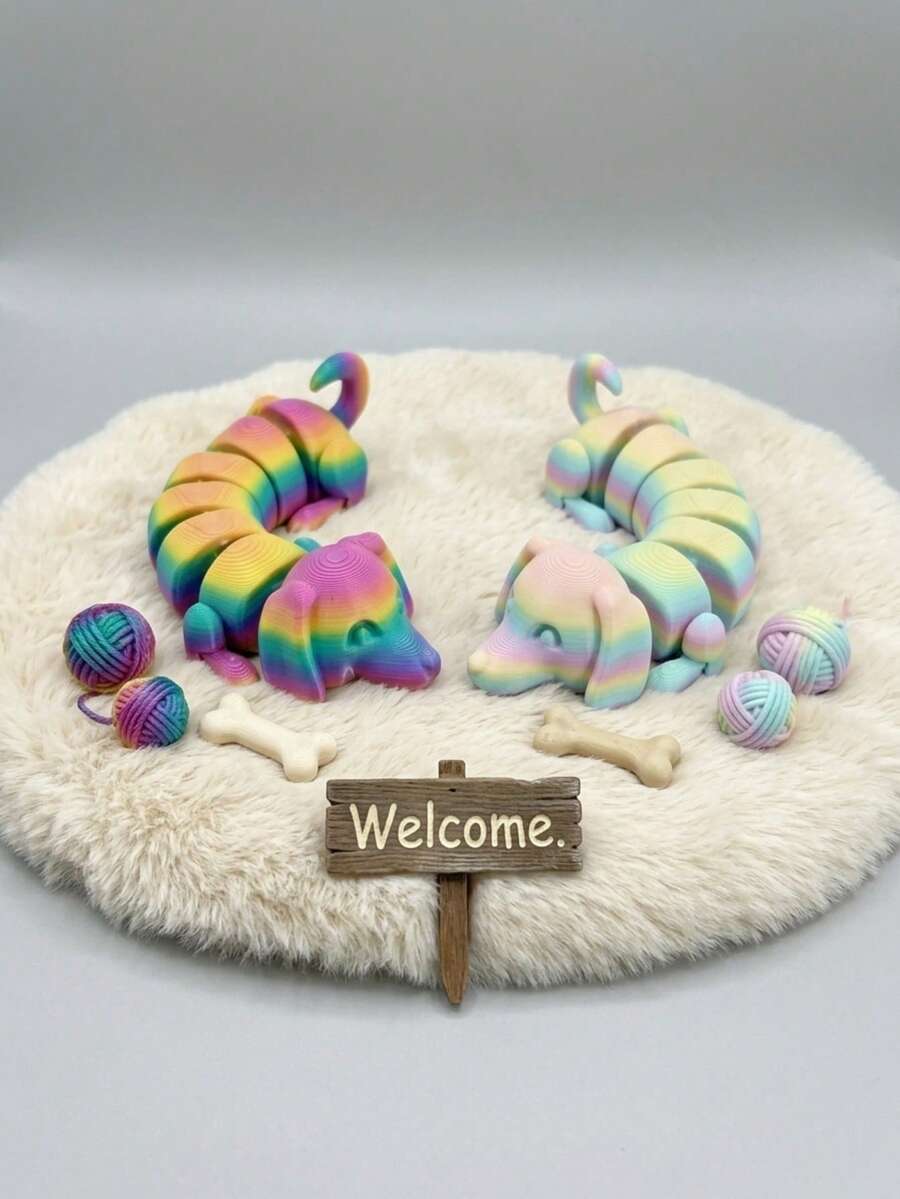 Juguete de peluche suave 3D de Dachshund con articulaciones móviles, juguete sensorial para niños, decoración de escritorio/automóvil, coleccionable lindo, regalo de cumpleaños para niños y niñas, disponible en varios colores - Multicolor - Ver 1