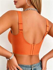 Lilivine Bra Tanpa Jahitan Wanita - Tali Bahu yang Dapat Diatur, Penyangga Tanpa Kawat, Cocok untuk Pemakaian Sehari-hari, Kain Super Lembut & Bernapas, Pakaian Musim Semi Wanita, Bra Lingerie yang Nyaman - Jeruk - View 7
