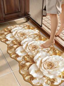 1pc Gilded Floral Bathroom Mat, Bathroom Rug, Door Mat, Small Rug, Carpet, Floor Mat, Home Decor, Area Rug, Outdoor Mat, Home Decor, Area Carpet, Bedroom Rug, Washable Carpet - Multicolor 11 - View 4