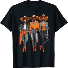 Black Cowgirl Western Rodeo Melanin Black History Texas T-Shirt(1) - Black - View 9
