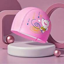 Kids Cartoon Print PU Swim Cap, Colorful Pattern Waterproof Elastic Swimming Hat For Children, Back To School, First Day Of School - Multicolor - View 3