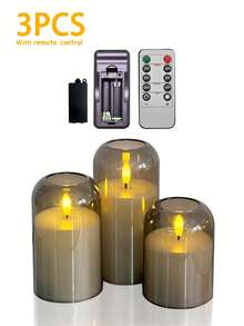 3件組無火燭光燈,附定時遙控器,電池供電,適用於聖誕節、萬聖節、情人節、母親節、禮物、生日、求婚、婚禮、餐桌、派對、節日裝飾燈 - 灰色-暖光 - 查看 12