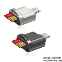 TF卡讀卡機 USB-C轉SD卡讀卡器轉接頭 鋁合金轉換器,黑銀色組,相容於 17/16/15 Pro Max Plus,轉接頭 - 彩色 - 查看 2