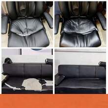 自黏式皮革布料－沙發與汽車內裝翻新／天花板與車門飾條升級／DIY禮盒包裝／檯面與居家裝飾特殊用途，高級皮革紋理布料附自黏背膠，免工具輕鬆安裝，耐用黏性裝飾材料，適用高端空間的時尚裝飾布料 - 黑色修補皮革 - 查看 5