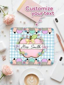 1pc Personalized Teacher Mouse Pad, Customized Name Non-Slip Rubber Base Desk Mat, Cute Pencil Bow Apple Pattern, Stain-Resistant, Unique Female Teacher Thank You Gift, Adorable School Theme Design, Suitable For Classroom, Workspace And Home Office - Multicolor - View 14