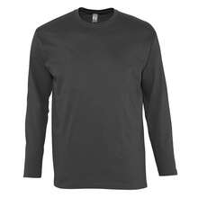 SOLS Mens Monarch Long Sleeve Plain Colour T-Shirt - Dark Grey - View 2