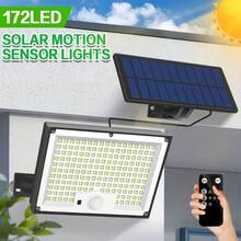 1件 172顆高亮度LED太陽能路燈，配備動作感應器與光感系統，戶外太陽能照明壁燈，廣泛適用於庭院、街道與花園 - 1PC - 查看 6