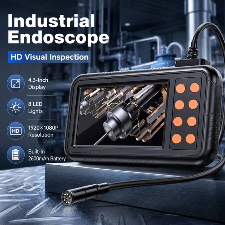 1 buah Endoskop Industri Definisi Tinggi Layar IPS 4,3 Inci Probe 8mm Kamera Inspeksi Pipa Otomotif - lensa tunggal 8mm - View 1