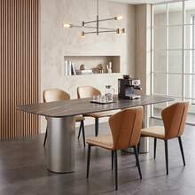 Set da 4 Sedie da Pranzo , Design Minimalista, Imbottite e Comode, Struttura Metallica, Stabili e Durature, Facili da Montare per la Sala da Pranzo - Albicocca - Visualizzare 11