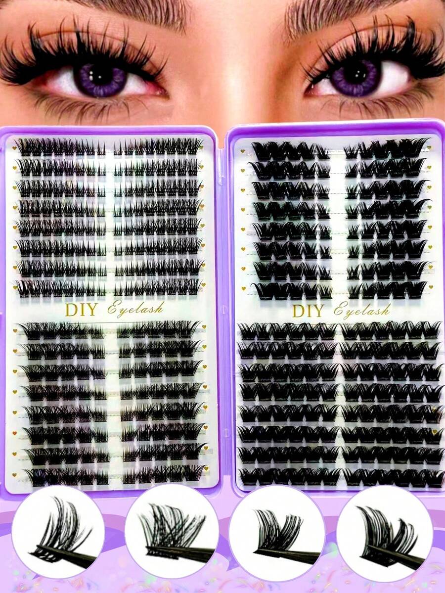 384pcs Individual False Eyelashes, Eyelash Booklet, Cluster False Eyelashes, DIY Home Eyelash Extensions, Cluster False Eyelashes, Individual False Eyelashes, False Eyelashes