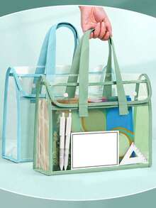 1pc Transparent Waterproof Expandable File Bag, High-Quality Portable Transparent Folder, Suitable For Office, School, Halloween, Thanksgiving, Christmas, Travel, Shopping And Other Activities - Multicolor - View 5
