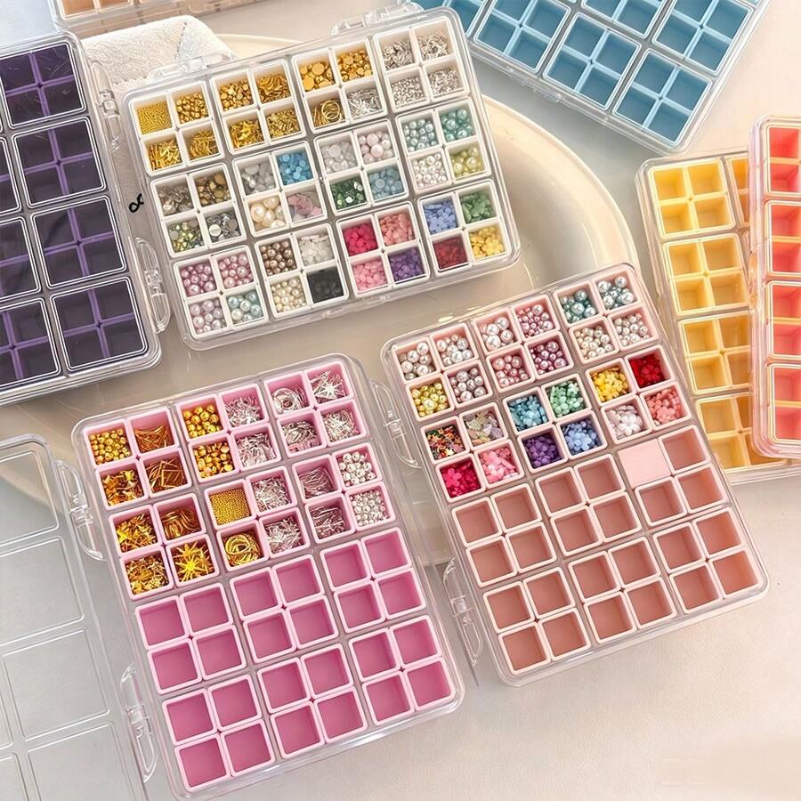 Caja de almacenamiento de mini macaron de color para arte de uñas con divisores extraíbles, organizador de suministros de arte de uñas - Multicolor - Ver 1