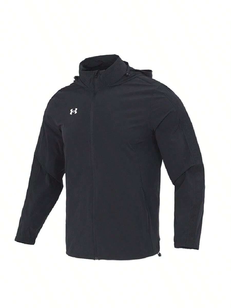 Under Armour جاكيت رياضي منسوج للرجال، طراز صيفي جديد 2026، جاكيت رياضي بغطاء رأس 22500408-001 - أسود - مشاهدة 1