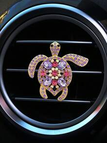 1 pieza/2 piezas Decoración de Tortuga Marina de Aleación con Cristales de Colores para Rejilla de Ventilación del Coche, Accesorios de Decoración para Salida de Aire del Interior del Coche, Ornamento del Interior del Coche - A - Ver 7