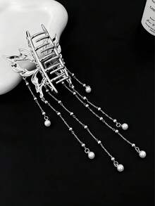 Fashion Butterfly Tassel Hair Clip, Hollow Butterfly Tassel Claw Clip Half-Up Hair Hair Claw, Elegant Faux Pearl Design - Chic Alloy Bow Hair Accessory, Suitable For Daily And Party Wear, Also A Great Gift Choice - Multicolor - View 5
